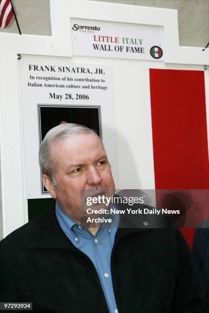 Frank Sinatra Jr. Stands in front of his display as he becomes the first person to be inducted into the Little Italy Wall of Fame outside the Most...