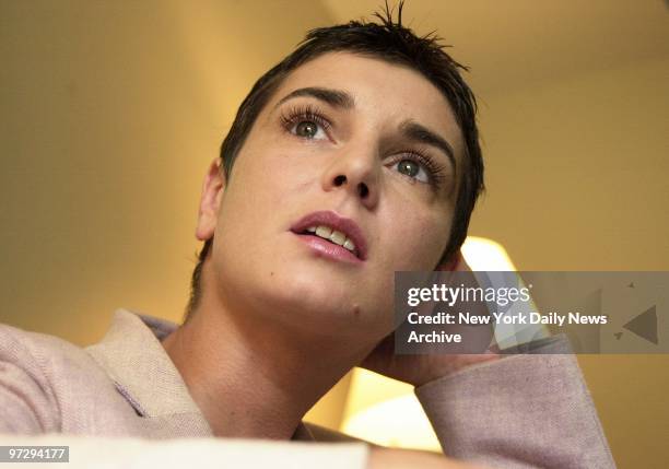 Sinead O'Connor talks about her latest CD at the Shoreham Hotel on W. 55th St.