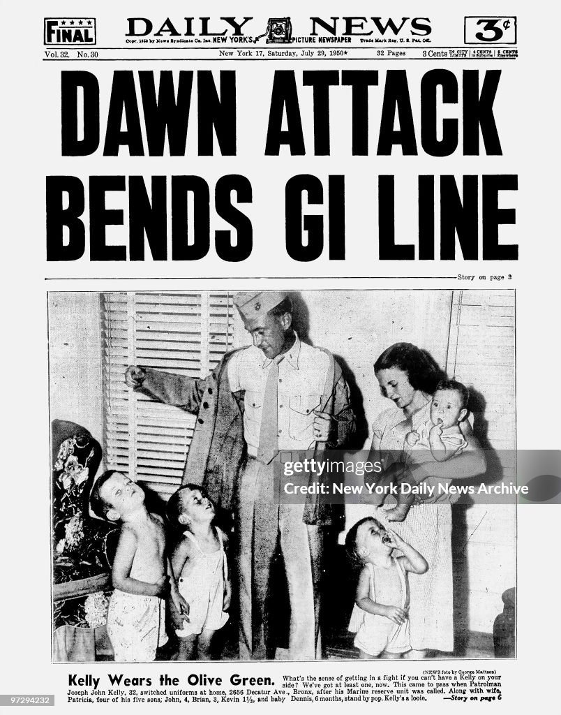 Daily News front page July 29, 1950, Headline: DAWN AT