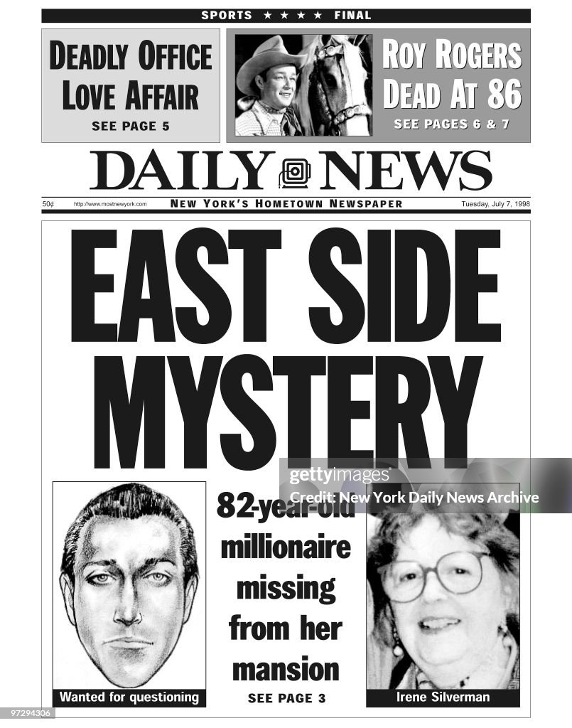 Daily News front page dated July 7, 1998, Headline: EAST SID