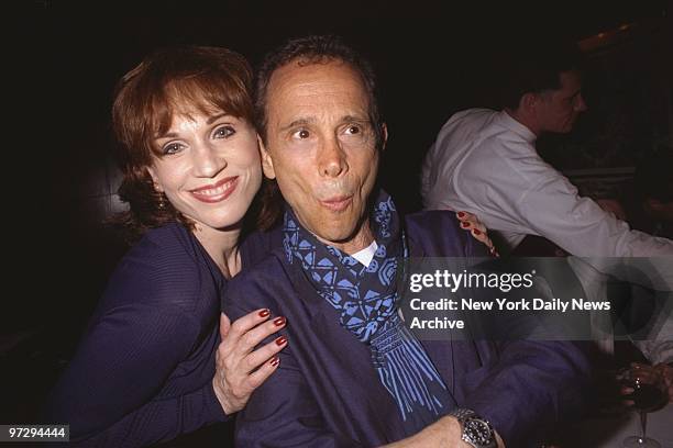 Marilu Henner and Joel Grey get together at a party at Morton's of Chicago Steak House. Henner, who just joined the musical "Chicago," was guest of...