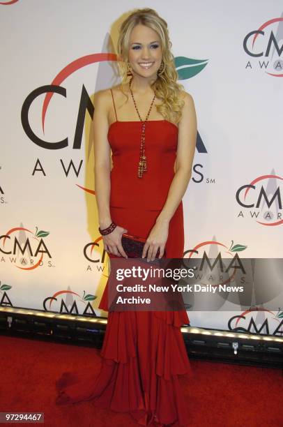 Carrie Underwood arrives at the 39th Annual Country Music Association Awards at Madison Square Garden.