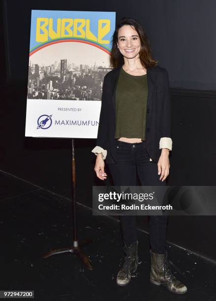 Alison Becker poses for portrait at the MaximumFun.org Comedy Podcast photo call at Dynasty Typewriter at the Hayworth on June 12, 2018 in Los...