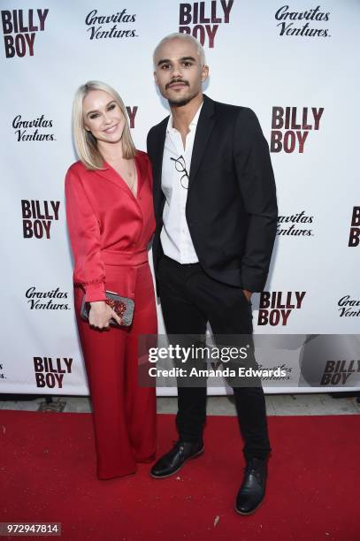 Actors Becca Tobin and Jacob Artist arrive at the Los Angeles premiere of "Billy Boy" at the Laemmle Music Hall on June 12, 2018 in Beverly Hills,...