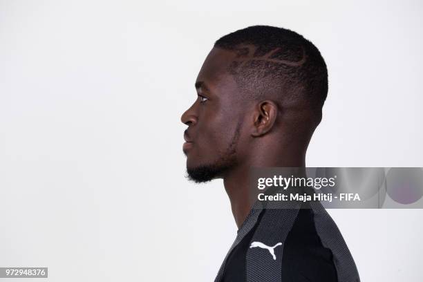 Yvon Mvogo of Switzerland poses for a portrait during the official FIFA World Cup 2018 portrait session at the Lada Resort on June 12, 2018 in...