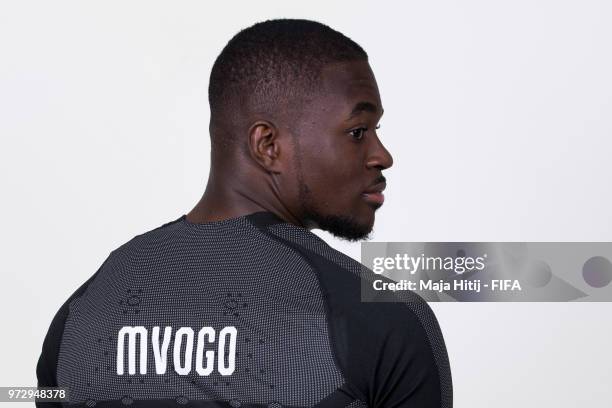 Yvon Mvogo of Switzerland poses for a portrait during the official FIFA World Cup 2018 portrait session at the Lada Resort on June 12, 2018 in...