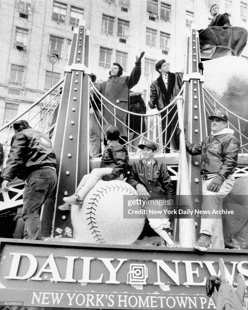 New Kids on the Block on Daily News float in the Macy's Than