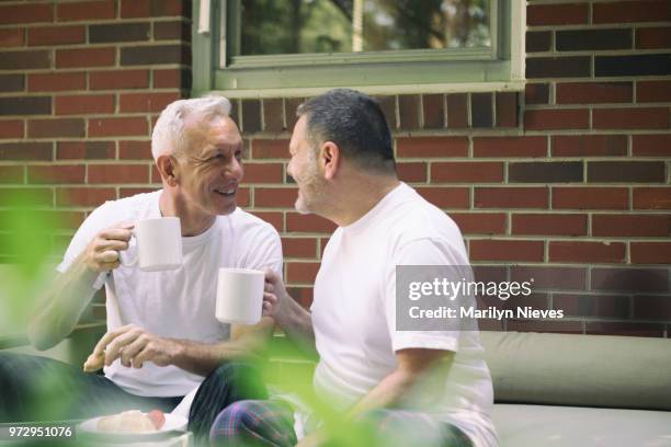 loving middle aged gay couple - marilyn nieves stock pictures, royalty-free photos & images