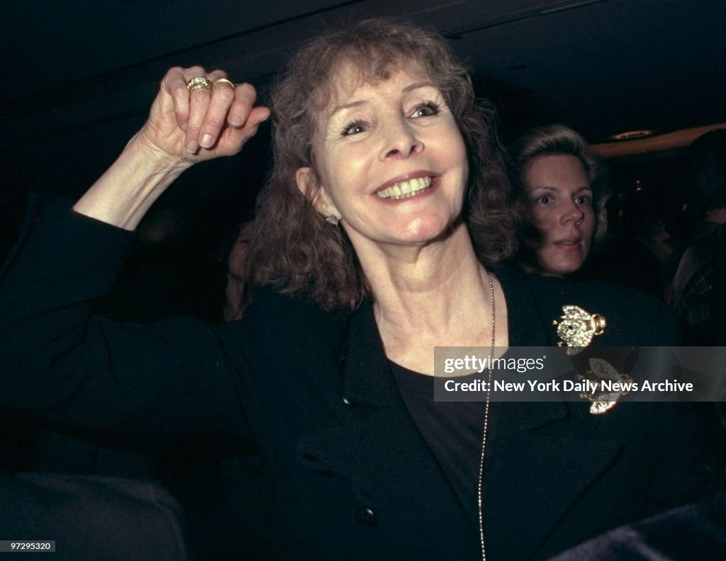 Shirley Fonda attending opening night party for "A Christmas