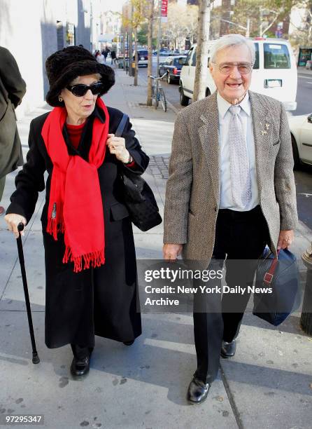 Francesca and Chester Sliwa arrive at Mount Sinai Hosptal this morning to join their daughter, Aleta St. James, who is about to give birth to twins....