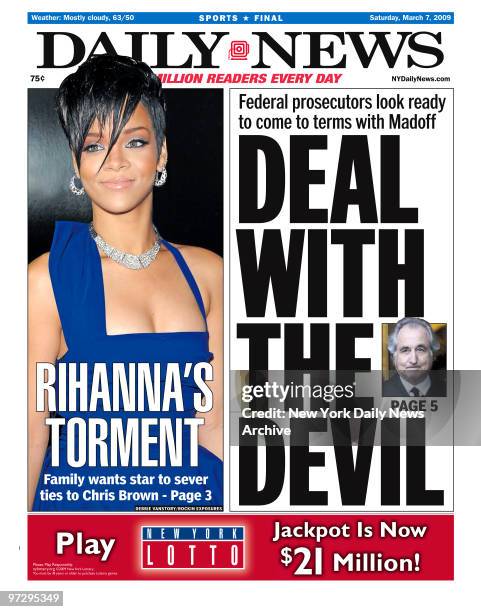 Daily News front page March 7 Headline: DEAL WITH THE DEVIL, Federal prosecutors look ready to come to terms with Bernard Madoff, Bernie Madoff,...