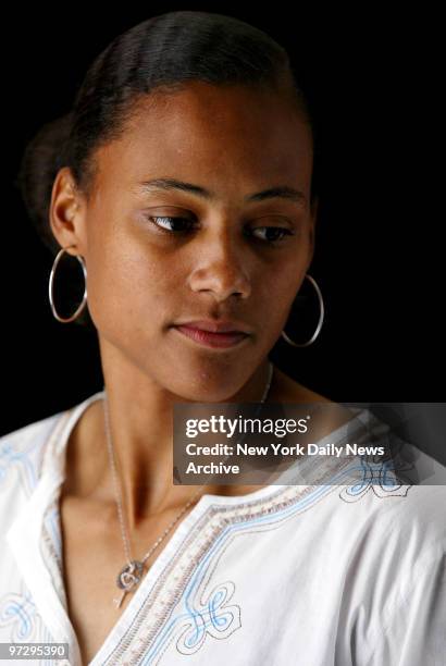 Marion Jones at the Olympic Media Summit at the Marriot Marquis.
