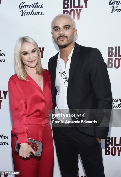 Actors Becca Tobin and Jacob Artist arrive at the Los Angeles premiere of "Billy Boy" at the Laemmle Music Hall on June 12, 2018 in Beverly Hills,...