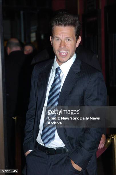 Mark Wahlberg arrives at the Ziegfeld Theatre for the New York premiere of the movie "The Departed." He stars in the film.