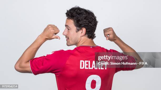 Thomas Delaney of Denmark poses during official FIFA World Cup 2018 portrait session on June 12, 2018 in Anapa, Russia.