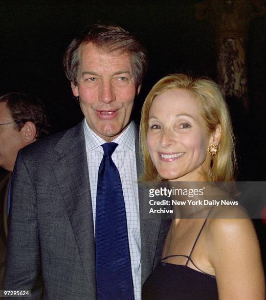 Charlie Rose and Amanda Burden arrive for a party at Le Cirque after a screening of the TV movie "James Dean."