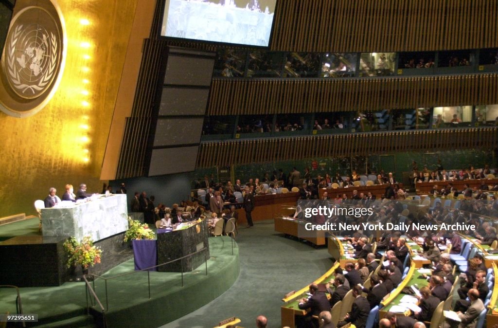 The UN General Assembly chamber is filled with more than 160