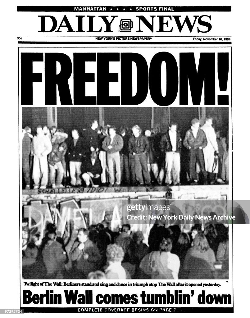 Daily News front page dated Nov. 10, 1989, Headlines: FREEDO