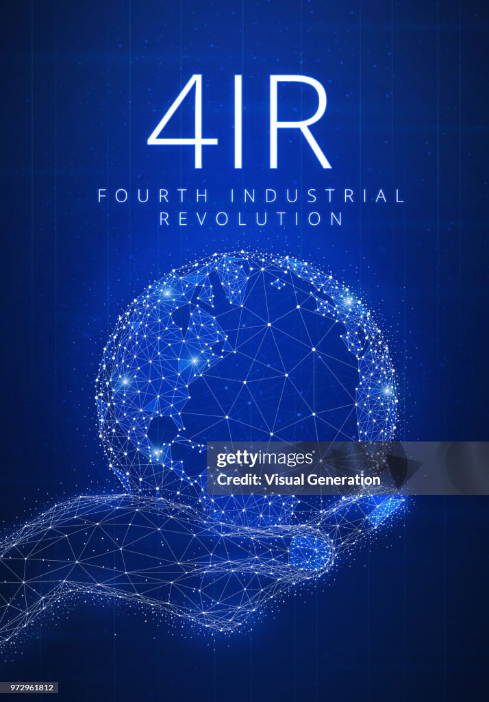 41r Fourth Industrial Revolution Futuristic Hud Banner With Globe In High ...