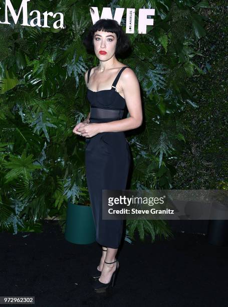 Mia Moretti arrives at the Max Mara WIF Face Of The Future at Chateau Marmont on June 12, 2018 in Los Angeles, California.