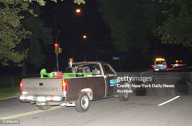 New York City Health Department workers started spraying for the West Nile Virus in Central Park tonight at West 110 Street and Lenox Avenue.