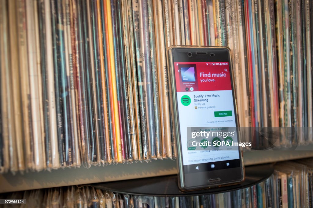 The Spotify application seen display via the Google Play