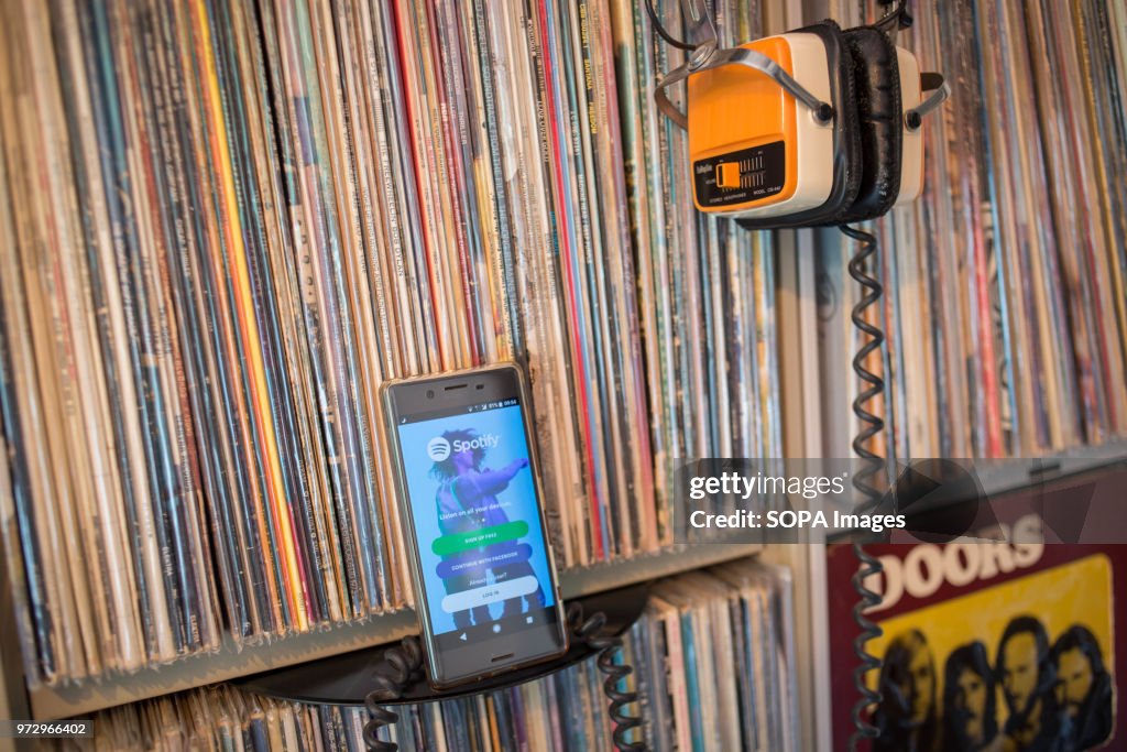 The Spotify application seen display on a Android Sony