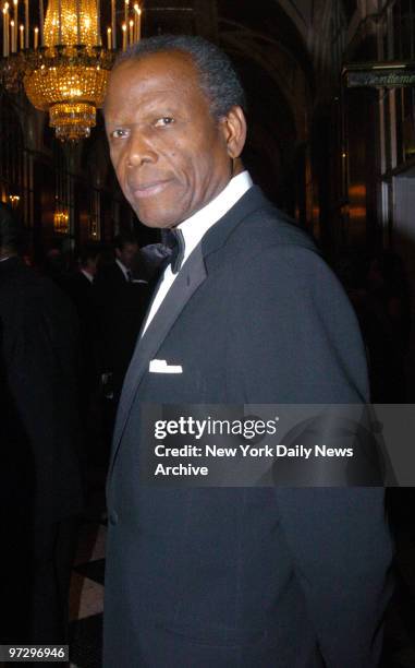 Sidney Poitier is at the Waldorf-Astoria hotel for the Elie Wiesel Foundation for Humanity Award Dinner.