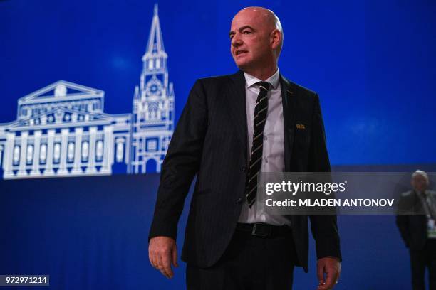 President Gianni Infantino attends the 68th FIFA Congress at the Expocentre in Moscow on June 13, 2018.