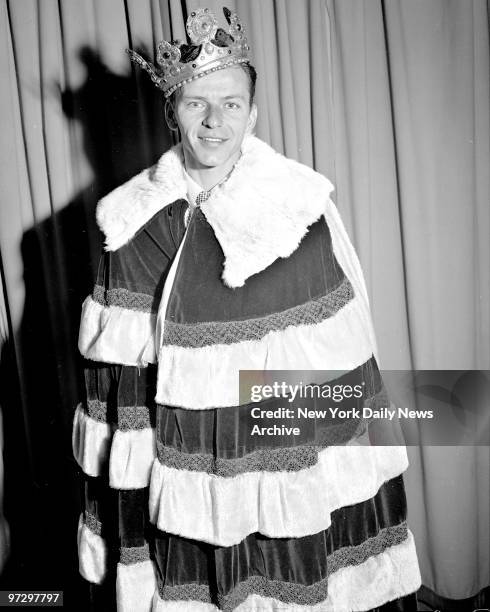 Frank Sinatra, as king of the Mid-Century Bock Festival for the American Red Cross.