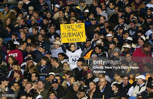 There's no doubt what's on the minds of New York Yankees' fans at Game 6 of the American League Championship Series at Yankee Stadium. And the Yanks'...