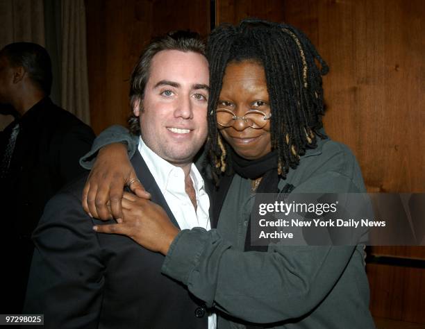 Marquee nightclub owner Chris Barish gets a hug from Whoopi Goldberg during a party at the club thrown by Miramax and NBC Entertainment, News and...