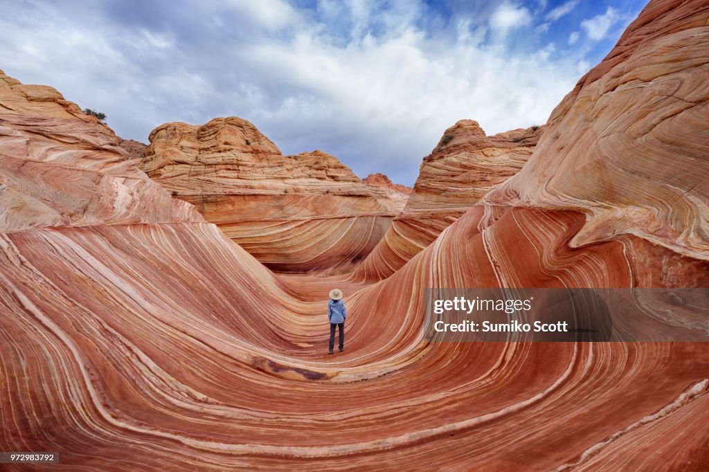 Female hiker in Coyote Buttes North, Vermilion Cliffs National Monument, Arizona