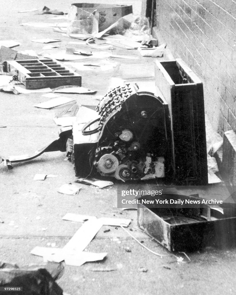 Cash Register Exploding Smashed cash register lies amid debris on Harlem street after night ...