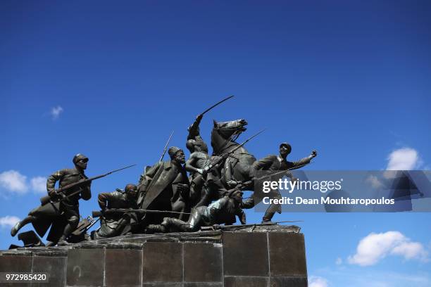 General view of Vasily Chapayev Square monument at The Maxim Gorky Drama Theater during the 2018 FIFA World Cup Russia on June 8, 2018 in Samara,...