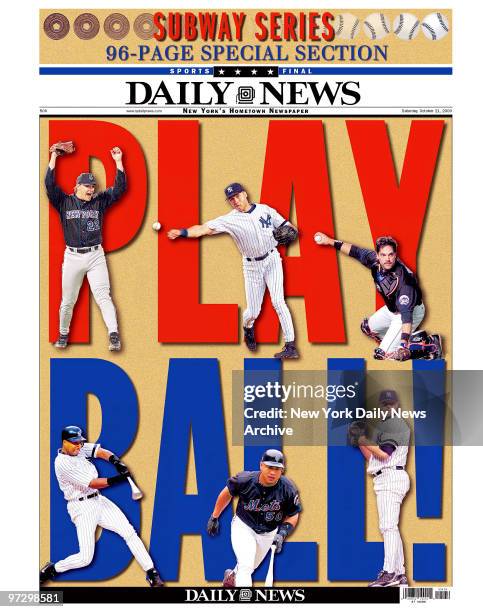 New York Daily News front page dated Oct. 21 Headline: PLAYBALL!, New York Mets versus New York Yankees, Subway Series Special Section