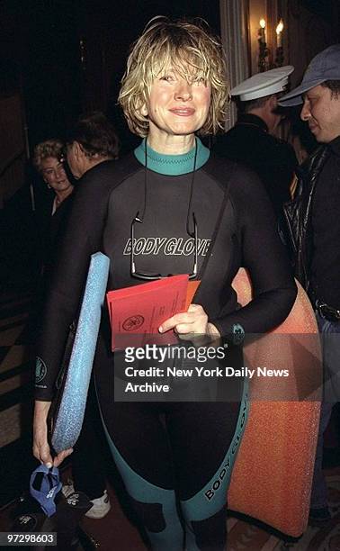 Martha Stewart is ready to surf on arrival at Bette Midler's annual Halloween Ball "Hulaween 2" at the Waldorf-Astoria. Ball benefitted the New York...