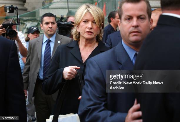 Martha Stewart leaves Manhattan Federal Court after she was sentenced to five months in prison and two years probation for lying to investigators...