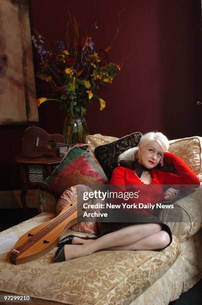 Singer Cyndi Lauper, who achieved instant stardom in 1984 with the debut of her album "She's So Unusual," relaxes at her upper West Side apartment....