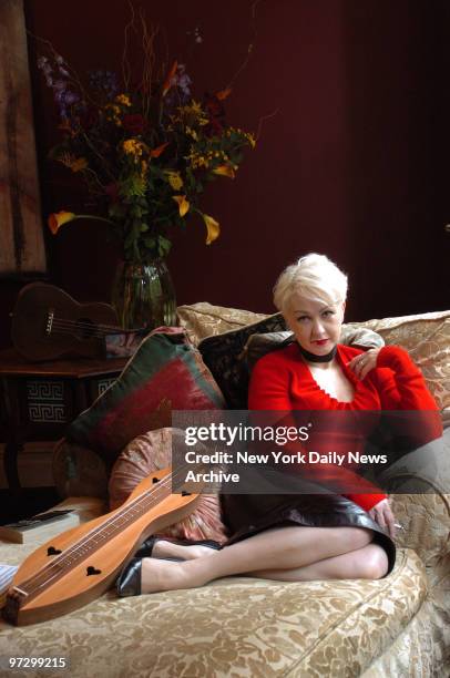 Singer Cyndi Lauper, who achieved instant stardom in 1984 with the debut of her album "She's So Unusual," relaxes at her upper West Side apartment....