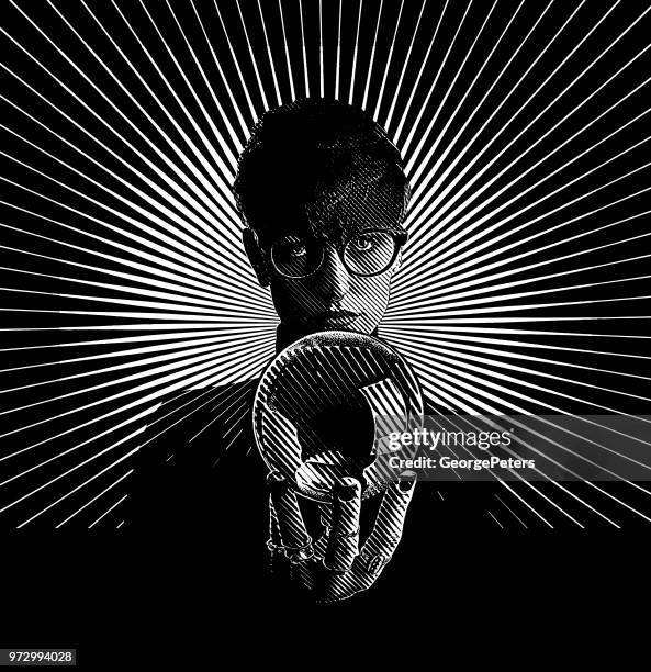 beautiful fortune teller holding crystal ball - fortune teller stock illustrations