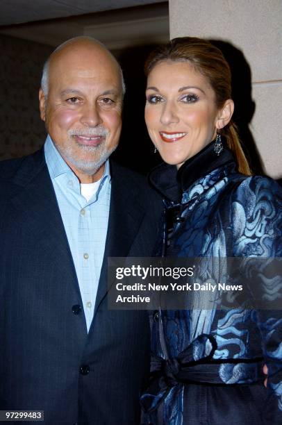 Celine Dion and husband Rene Angelil leave their midtown hotel on her way to a launch party for "Miracle," her CD, DVD and book of photos on the...
