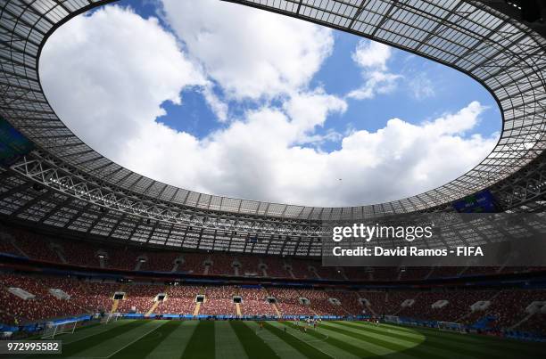 General view during a Russia training session ahead of the 2018 FIFA World Cup opening match against Saudia Arabia at Luzhniki Stadium on June 13,...