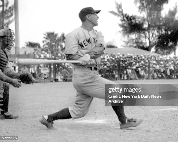 New York Yankees' Lou Gehrig during spring training in Florida.