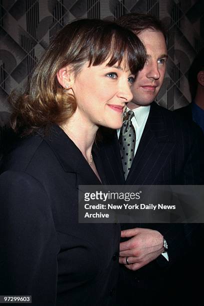 Joan Cusack and her husband Dick Burke arrive for the 63rd annual New York Film Critics Circle Awards ceremonies at the Rainbow Room. Cusack won the...