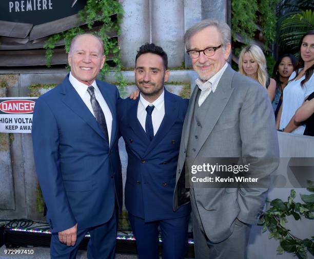 Producer Frank Marshall, director J.A Bayona and executive producer Steven Spielberg arrive at the premiere of Universal Pictures and Amblin...