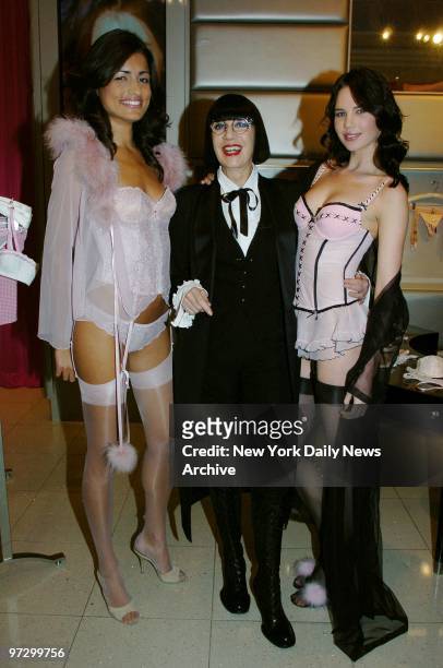 French designer Chantal Thomass is joined by models Priscilla and Chrissy, who helped her launch her new lingerie line at Victoria's Secret in Herald...