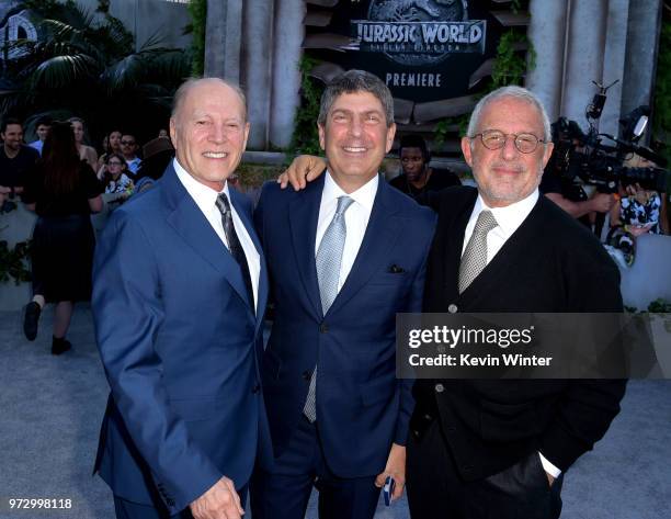 Producer Frank Marshall, Jeff Shell, Chairman, Universal Filmed Entertainment and Ron Meyer, Vice-chairman, NBCUniversal arrive at the premiere of...