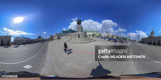 This 360 image shows a view of Yekaterinburg on May 24, 2018 ahead of the Russia 2018 World Cup football tournament. / This picture is an...