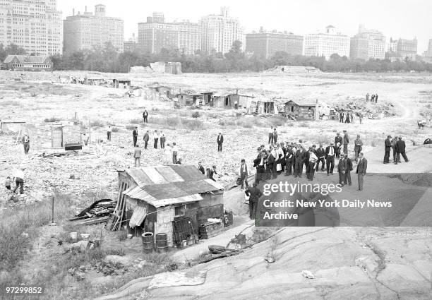 Central Park Hooverville with Central Park West in the Background
